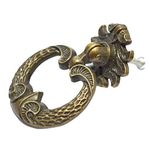 4 Pcs Bronze Drawer Ring Pulls Vintage Floral Knobs Decorative Handles Antique Single Hole Hardware with Screws for Furniture Cabinet Cupboard Dresser Wooden Case (Ring Diameter:44mm, Height:61mm)