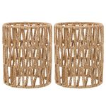 Handwoven Rattan Lampshade - Boho Lampshade,Replacement Lampshade for Pendant Lights,Wall Sconces,Lampshades Ø 12cm for Floor Lamps - Natural Rattan Light Cover for Living Room,Bedroom (2)