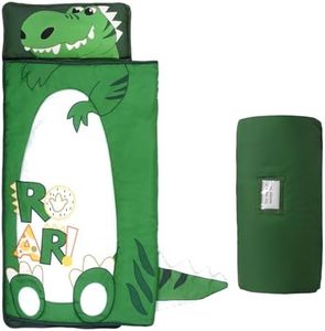 GOPHRALOVE Dinosaur Toddler Nap Mat with Removable Pillow and Blanket Kids Sleeping Bag with Pillow Reinforced Stitching Machine-Washable, Soft Nap Mats for Daycare, Travel, Camping 53"x21"