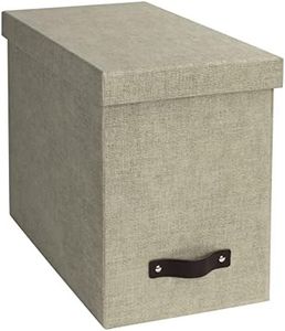 Bigso Box of Sweden Caja archivadora con tapa – Elegante organizador de documentos con 8 carpetas colgantes – Caja clasificadora de tablero de fibras y papel con elegante aspecto de lino – beige