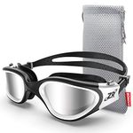 ZIONOR G1 Polarized Mirror Swimming Goggles for Unisex Adult Men Women Anti Fog 100% UV (Polarised Mirror Black White)