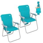 #WEJOY Folding Beach Chair for Adults, Lightweight Beach Chair with Shoulder Straps, High Back Beach Chairs with Hard Armrest, Supports 300lbs for Beach Lawn Concert, Cyan (2Pack)