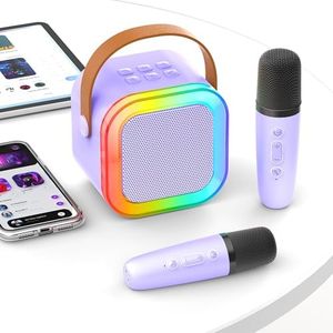 [2025] Gift for Girls Kid Karaoke Machine: Birthday Present for 3-12 Year Old Girls - Toys for Ages 3-12 Children - Mini Portable Karaoke Machine 2 Microphones for Kid - Kids' Wind & Brass Instruments