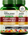 truu HIMALAYAS Plant Based Organic Vitamin B12 Supplement For Men & Women-Vit B1,B2,B3,B5,B6,B7,B9,B12-B 12 Vitamins-With Biotin & Folate-Natural Rasayana & Green Food Organics-120 Vegan Capsules