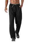 KEFITEVD Mens Tracksuit Bottoms Lightweight Gym Jogger Sweatpants Sports Mesh Trousers with Zip Pockets, Black Grey, M