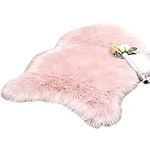 MIULEE Faux Fur Area Rugs Sheepskin Fluffy Mat Fleece Chair Cover Seat Pad Soft Shaggy Area Mat for Bedroom Sofa Floor 60 x 90 cm Irregular Shape Pink