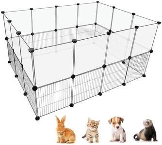 Lonepetu Rabbit Playpen Indoor, DIY Small Animal Pet Playpen Indoor & Outdoor Portable Metal Wire/Transparent Clear Pet Fence Yard Fence for Guinea Pigs, Bunny, Ferrets, Kittens, Puppies