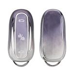 kwmobile Key Cover Compatible with Tesla Model X Car Key - Soft TPU Car Key Fob Protector Case - Dark Grey/Silver