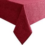 Hiasan Faux Linen Square Valentine's Tablecloth - Wrinkle Free, Washable Rust-Proof Square Table Cloth for Kitchen Dining Room Holiday Table Cover for Party Dinner, Farmhouse, Red, 70 X 70 Inch