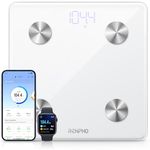 RENPHO Digital Scale for Body Weight and Fat, Smart Scale BMI Bathroom Elis 1 Weight Scales for People, Body Fat Scale with Body Composition Monitor, 400 lbs, White