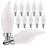 Luxrite 4W Frosted Candelabra LED Bulbs Dimmable, 2700K Warm White, 360 Lumens, E12 LED Bulb 40W Equivalent, Flame Tip Glass, LED Candle Light Bulbs, UL Listed (12 Pack)