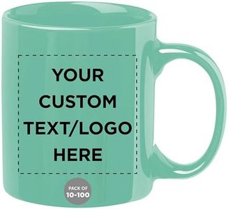 Custom Ceramic Coffee Mugs 11 oz. Set of 100, Personalized Bulk Pack - Coffee cup set, Iced coffee cup, Gaming mug - Teal