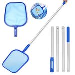 Pool Skimmer Net - 6.1FT/186cm Swimming Pool Leaves Cleaning Fine Mesh Rake Nets - 4 Detachable Intensify Aluminum Pole, Pond Leaf Cleaner Supplies for Aquarium/Fountain/Hot Tub/Spa Fish Tank/Ponds