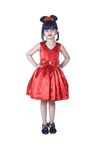 SOFYANA Baby-Girl's V-Neck Waist Bow A-Line Scoop-Knee Length-Satin Flower Red Kids Dress Dress/Frock