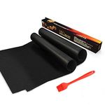 BBQ Grill Mats Oven Liner Baking Mat Cooking Mat Non Stick with Silicone BBQ Sauce Brush- Perfect for Baking on Charcoal, Gas, Oven and Electric Grills, Reusable and Easy to Clean - Dishwasher Safe