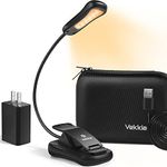 Vekkia Book Light Set with Charger, Clip on Reading Light in Bed with 3 Brightness, Up to 60 Hrs, Rechargeable, Eye-Care Warm LED for Read Before Bed.（Incl Travel Case, Cable)