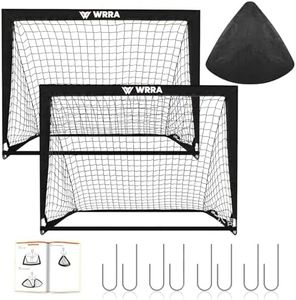 2 Pack Portable Soccer Goals Set, Pop Up Foldable Training Soccer Nets for Backyard Family Game, Durable Carrying Bag and Stakes, Ideal for Kids and Adults