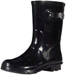 Western Chief Women's Solid Mid Rain Boot, Black, 6 M US