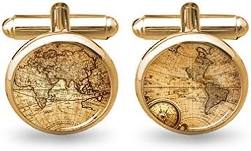 World Map Cufflinks Wedding Personalised Gifts for Father Grandfather Dad Tie ZUNON (World map Cufflinks gold)