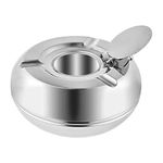 Outdoor Ashtray with Lid Windproof,Indoor Smokeless Ashtray Stainless Steel Ash Tray,Cigar Ashtray with Cover for Outside Patio Balcony Car Bar