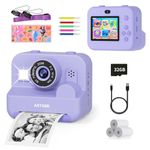 ASTGMI Kids Camera, Instant Print Selfie Camera for Boys and Girls,1080P HD Digital Camera for Kids with Print Paper & 32GB Card, Christmas Birthday Gifts Kids Toys for 3-12 Years Old (Purple)