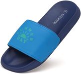 INMINPIN Kids Boys Girls Slides Sandals Comfort Non-Slip Beach Pool Shower Shoes Indoor Outdoor (Little Kid/Big Kid),Blue,3 Big Kid