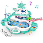 Siairo Musical Fishing Games Toys for Kids - 3 in 1 Fishing Toys for Toddlers with Songs Story & Animal Sounds - Toddler Preschool Learning Toys for 3 4 5 6 Year Old Girls Boys (Green)