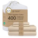Threadmill Egyptian Cotton Sheets for King Size Bed | 100% Certified Egyptian Cotton King Bed Sheets Set | Snug Fit Elastic Deep Pocket King Sheets Soft, Breathable All Season Solid Sateen | Beige