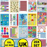 20 X Engaging Educational Posters & Colourful Wall Charts for Children Size A2 – Bundle of 20 Assorted Classroom Posters for Kids – Laminated School Posters by MFY