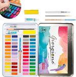 Niserelesa Watercolour Paint Set, 48 Pigment Watercolor Palettes for Beginners & Painting Enthusiasts, Watercolors Painting Kit with Metal Box, Sketching Pencil, Brushes, and Paper, Aquarelle Kit