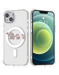 Idocolors Cartoon Elephant Magnetic Clear Phone Case for iPhone 13,Cute Durable Protective Case Transparent Unique Design Soft TPU Bumper Slim Shockproof Case with Built-in Magnet Ring