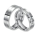 Daesar Women & Men Rings Stainless Steel 1 Pair Rings Wedding Rings Silver Women Size 6 & Men Size 7