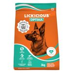 LICKICIOUS Optima Dry Dog Food Adult 3 KG | Chicken & Vegetable | Complete and Balanced Optimum Nutrition for Pedigree Dogs | Great Taste & Easy Digestion (Pack of 1)