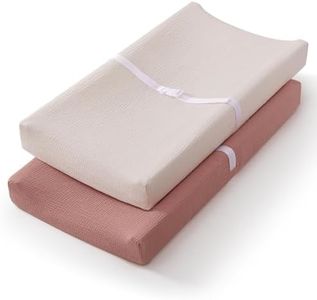 Blissful Diary Muslin Changing Pad Cover for Girls Boys, Ultra Soft Breathable Cotton, Baby Diaper Change Table Pad Covers, 2Pack (Dusty Pink&Cream)