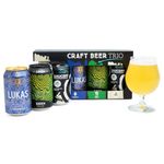 Craft Beer Gifts for Men - Premium Beer Trio & Glass, 3x 330ml, Magic Rock Saucery Session IPA, Yu Lu Session Pale Ale, Lukas Helles Lager - Alcohol Gift Sets for Men, Fathers Day, Dad Birthday Gifts