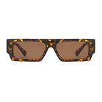 TruFabV Vintage Rectangle Sunglasses for Men Women 90s Retro Fashion Glasses Square Shades, Brown, Small