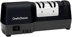 Chef'sChoice 250 Diamond Hone Hybrid Sharpener Combines Electric and Manual Sharpening for Straight and Serrated 20-Degree Knives Uses Diamond Abrasives for Sharp Durable Edges, 3-Stage, Black
