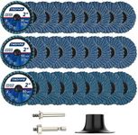 TSOAPX 28 PCS Flap Disc Set, 2" Zirconia Blue Flat Flap Discs Roll Lock Grinding Sanding Sandpaper Wheels with 1/4" Shank Holder Grit 36/60/80, Surface Prep Discs for Angle Grinder Rust Paint Removal