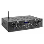 Power Dynamics PV240BT 4 Zone Multi-room Amplifier with Bluetooth, FM Radio, USB MP3 Player, Microphone Inputs, Home Audio, Office Background Music PA System