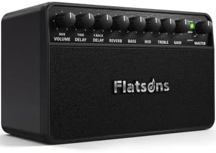 Flatsons FBA-20 Portable Electric Guitar Amp, 20W Rechargeable Desk Practice Guitar Combo Amplifier with Clean & Drive Channels, Delay Reverb EQ, OTG Recording, for Beginners, Home Use, Backyard Play