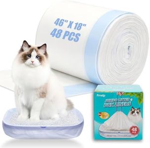 48 Pack Super Jumbo Cat Litter Bags - 3MIL Extra Thick Leakproof Litter Box Liners, 46"x18" Heavy Duty Drawstring Cat Litter Liners, Odor Control Disposable Kitty Litter Bags 6 Roll