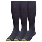 Gold Toe Men's 3-Pack Metropolitan Over-The-Calf Dress Socks, Navy, 10-13 (Shoe Size 6-12.5)