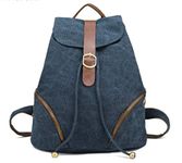 Cool Durable Backpack from"Karaze 78" - Canvas with Leather and Cotton Lining (Dark Blue)