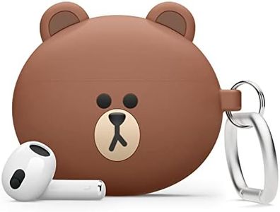 elago | LINE Friends Case Compatible with AirPods 3 Case Cover, Cute 3D Design Case Compatible with AirPods 3rd Generation Case, Protective Silicone Case with Keychain, Wireless Charging (Brown)