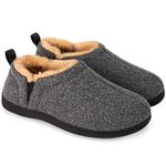 Snug Leaves Men's Wool Felt Slippers Comfy Warm Winter Memory Foam Slip-on Indoor House Shoes with Elastic Gores Gray,11-12 US