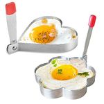 2 Pcs Stainless Steel Egg Rings with Anti Heat Handle Stainless Steel Pancake Mold Non Stick Fried Egg Moulds Fried Egg Cooking Rings for Frying Pancakes Mcmuffin