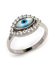 Pissara by Sukkhi Eye-Catchy 925 Sterling Silver Evil Eye Shaped Cubic Zirconia Signet Ring For Women & Girls|with Authenticity Certificate, 925 Stamp & 6 Months Warranty