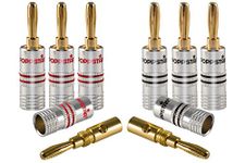 Poppstar Banana plug, for cables up to 4 sq mm screwed or 6 sq mm soldered, 24k gold plated contacts, set of 8