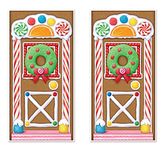 Beistle 2-Pack Gingerbread House Door Covers, Hanging Christmas Decorations & Holiday Decor, Gingerbread Candy Backdrops, 5’ x 30”