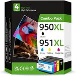 950XL 951XL Ink Cartridges Combo Pack for HP 950 951 Printer Ink Work for Officejet Pro 8100 8600 8610 8620 8630 8640 8615 8625 251dw 271dw 276dw Printers-4 Pack (Black, Cyan, Magenta, Yellow)